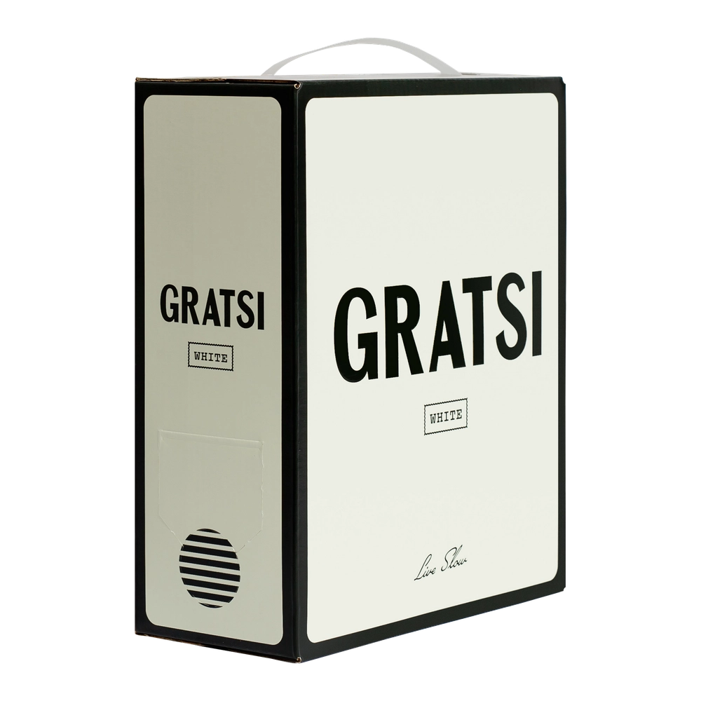Gratsi White Wine box with a circular spout at the lower left